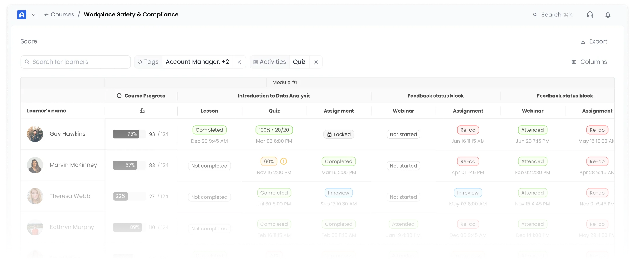 Fully automated progress tracking